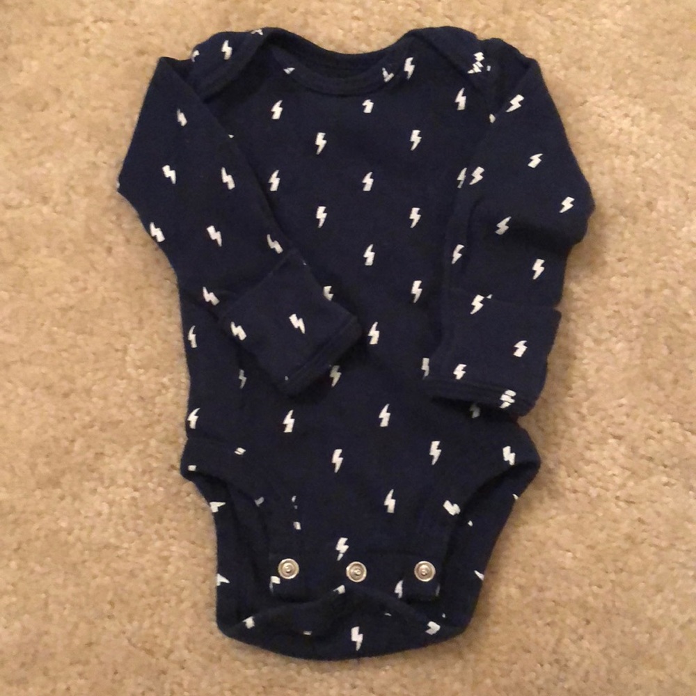 Long sleeve onesie with sleeves that fold over